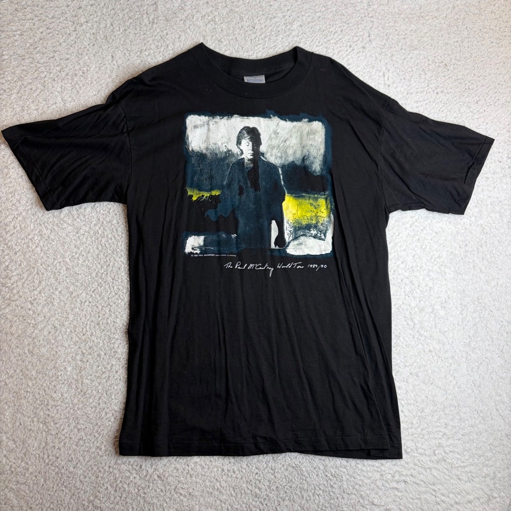 Vintage 1989 Paul McCartney World Tour Shirt Brockum Single Stitch XL Black